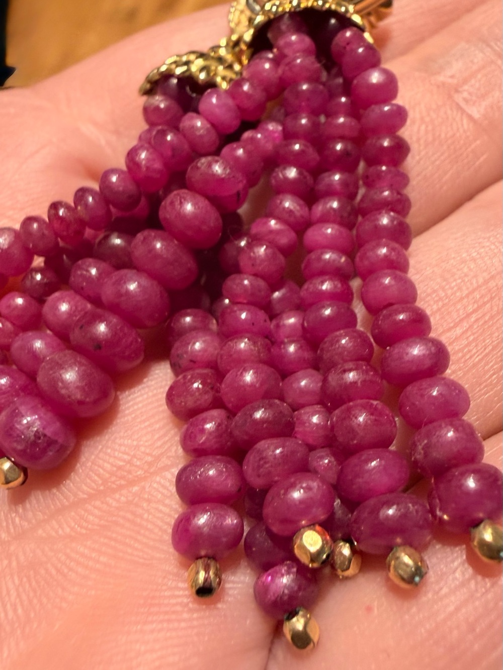 Ruby 22k Gold Earrings from India. Stunning Tassel Earrings - Women Jewelry